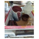 Milk glass hobnow art pottery vintage knives