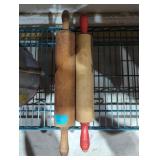 Lot of two vintage wooden rolling pins kitchen