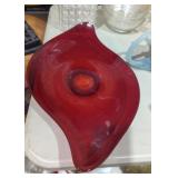 Mid-Century ruby red glass server decoration 19'