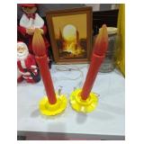 Small blow mold vintage Christmas candle. Light