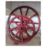 Lot of two wooden with steel band Wheels 14' 10'