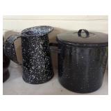 Lot of two graniteware pitcher marked USN for US
