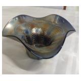 Fenton peacock feather tail hobo blue carnival