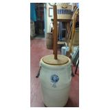 Stoneware salt glazed butter churn crock has