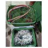 Two totes of Christmas decorations lights