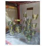 Vintage MCM Cathedral Window Cera Glass Snack Set