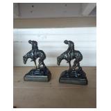 Brass bookends cowboy horse