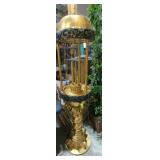 Large oil rain lamp ornate base two-piece 1970s