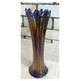 Vintage carnival glass swung vase 10.5' has