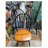 Lot of three wooden dining room chairs spindle