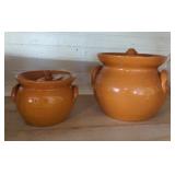 Jugtown redware bean pots 6'x7' 4'x4'