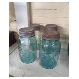 Lot of 4 Ball blue glass canning jars