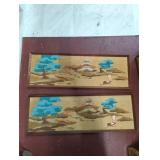 MCM Asian gravel art landscape 1950 tiki theme