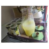 Mid-Century pitcher, candle holders, Chesapeake