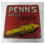 Penn's natural leaf thin tobacco tin advertising