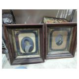 Vintage tintype portraits of husband & wife. 17'