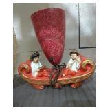 1950's Chalk ware Asian Style Lamp by Metro Ware