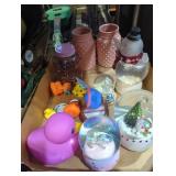 Snowman snow globes rubber ducks