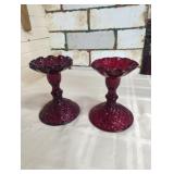 Westmoreland ruby red candle holders 5.5'
