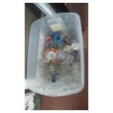 Large tote of glassware dishes mugs holiday