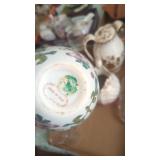 Tray lot China porcelain glassware