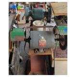 Grinder and wire wheel tool on stand