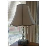 Vintage table top lamp with prisms marble base
