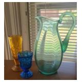 Lot of mixed glass pitcher and vases