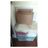 Stack of two totes and one cordboard box of