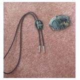 Square dance belt buckle and bolo tie