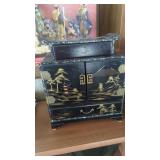 Asian themed jewelry box mother of pearl accents