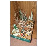 Christmas village trees, people decorations