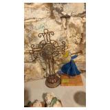 Stained glass angel and metal garden decoration