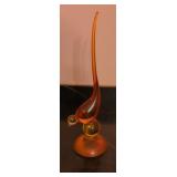 Amberina Viking glass bird 10' MCM glassware