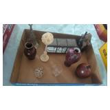Tray lot miscellaneous household decorations