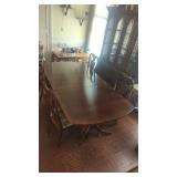 Mid-Century mahogany dining room table with five