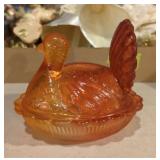 Vintage Indiana glass amethyst turkey on nest 5