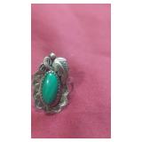 Vintage ring sterling silver with malachite stone