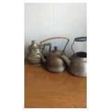 Lot of three coffee or teapots decoration
