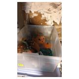 Tote of various Christmas decorations