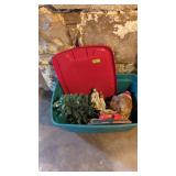 Large tote of holiday decorations Christmas