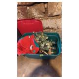 Large tote of holiday decorations Christmas