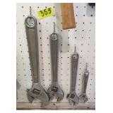 Adjustable wrenches lot of 4 one Really large