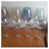 Lot of six stemware decorated and etched