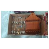 Tray lot of souvenir spoons with display