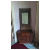 Antique wash stand with non restored mirror