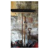 Push broom, ice, stripper and shovel