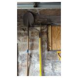 Two garden rakes and a round mouth shovel