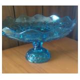 L.E. Smith moon in Stars compote blue glass