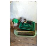 Vintage wooden tool box poly organizer, car light